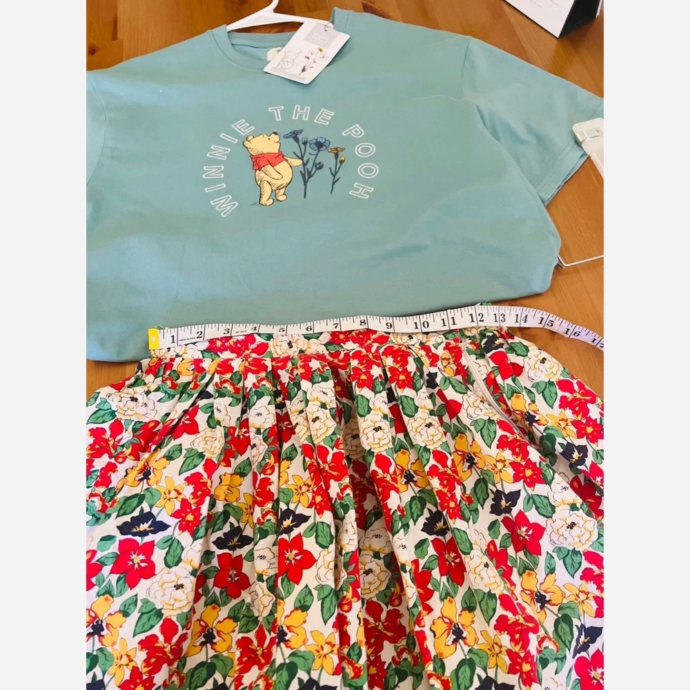 100% Cotton Vintage Vibrant Floral Pleat Skirt - Picture 6 of 7